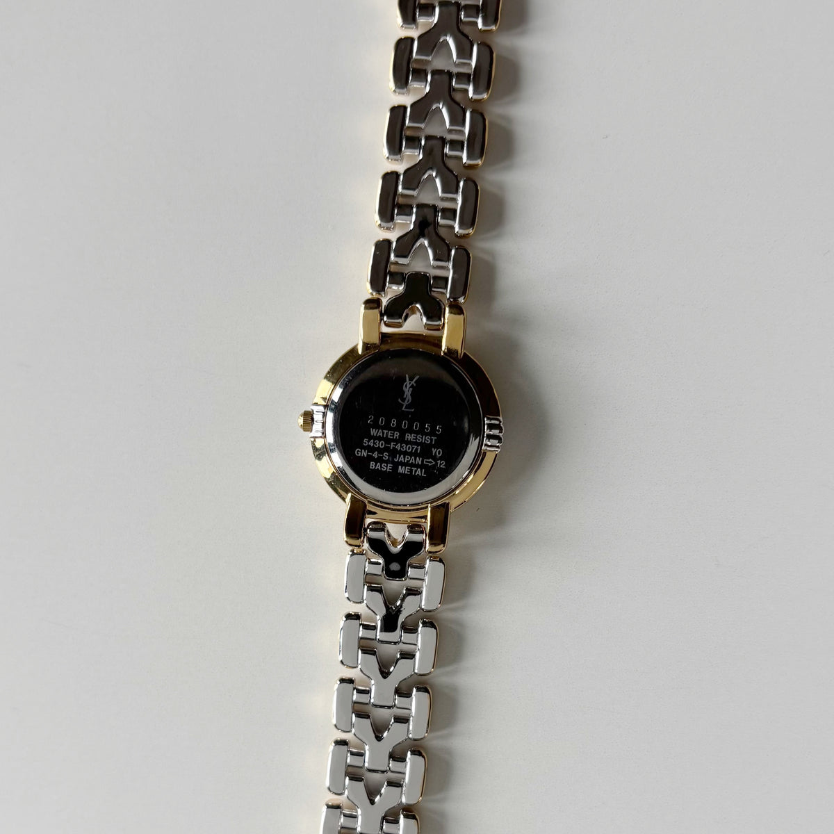 Yves Saint Laurent 1990s Round Dial Two Tone Gold Plated Watch