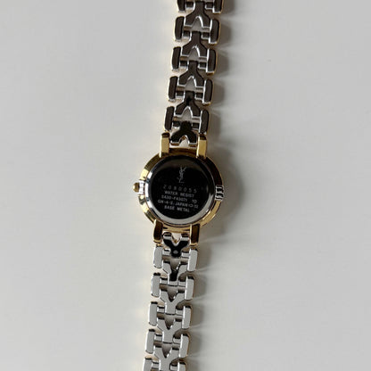 Yves Saint Laurent 1990s Round Dial Two Tone Gold Plated Watch