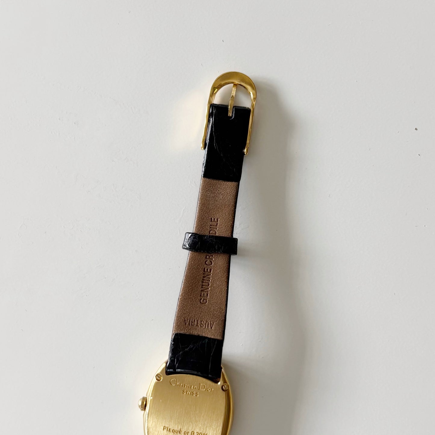 Dior 1990s Baignoire Gold Plated Leather Watch