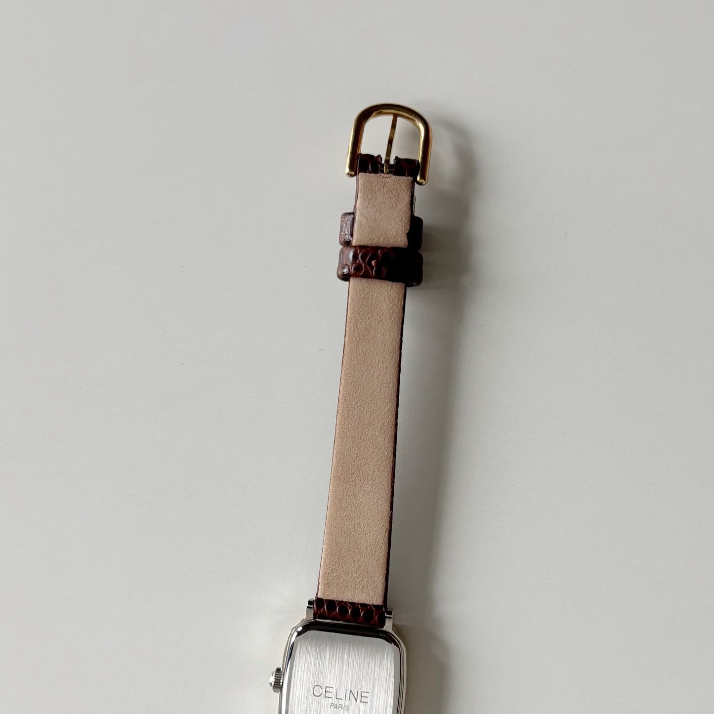 Celine 1980s Rectangular Dial Two Tone Watch