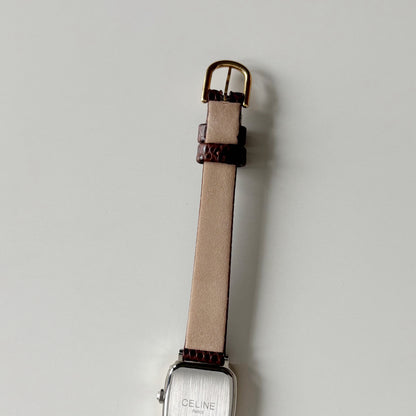 Celine 1980s Rectangular Dial Two Tone Watch