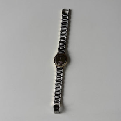 Yves Saint Laurent 1990s Cream Round Dial Two-Tone Gold-Plated Watch