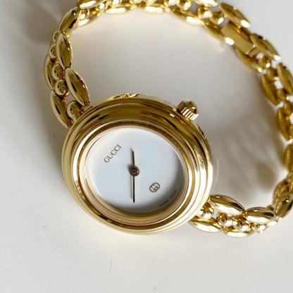 Gucci 1990s Interchangeable Bezel Gold Plated Watch with 6 bezels, case (160mm)