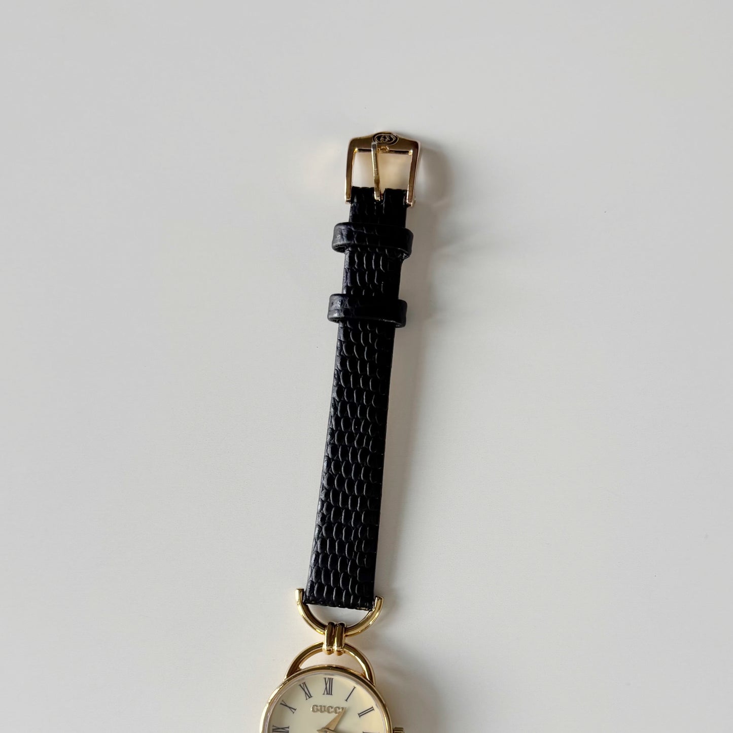 Gucci 1990s Round Dial Horsebit Gold Plated Watch