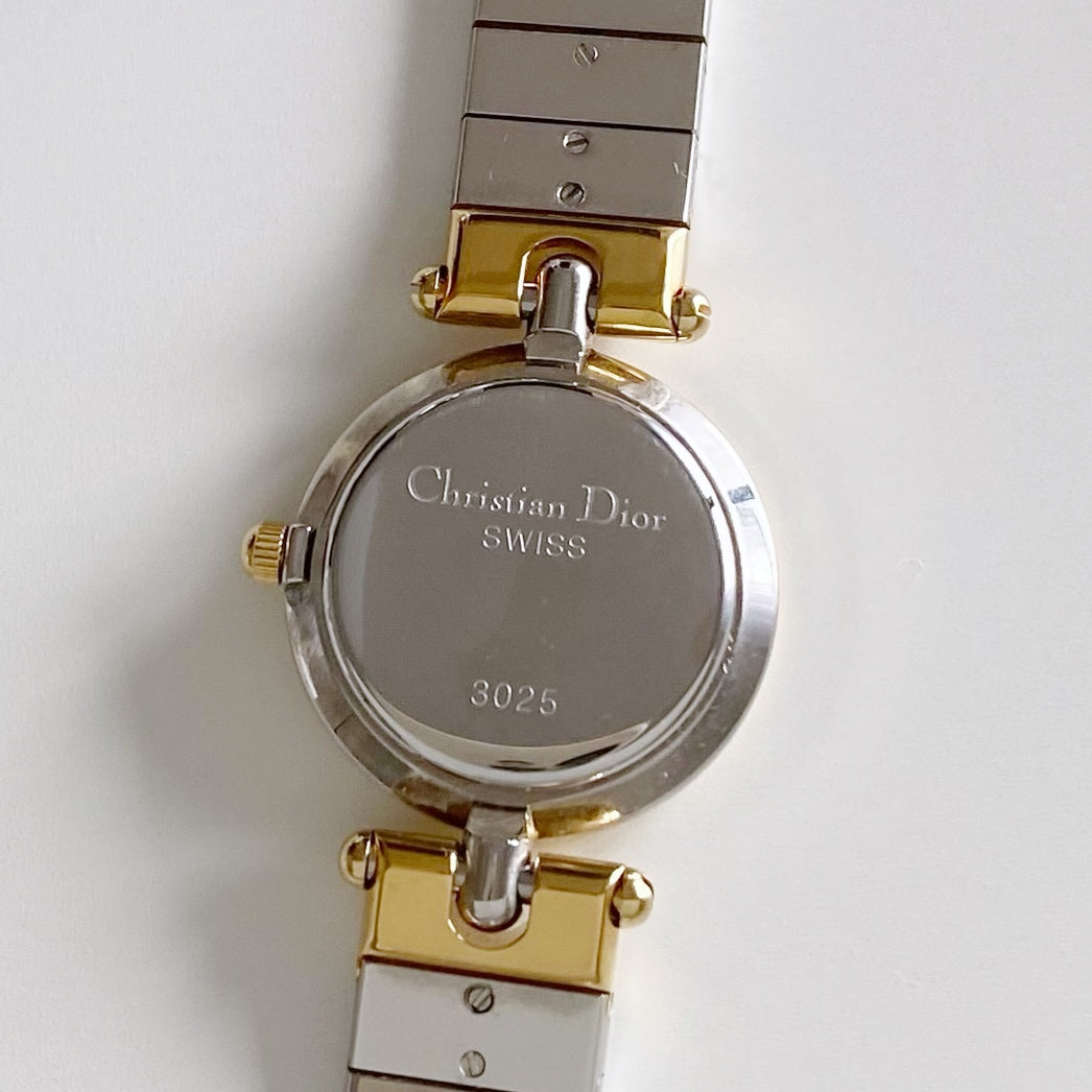 Dior 1990s Navy Dial Gold Plated Two Tone Watch