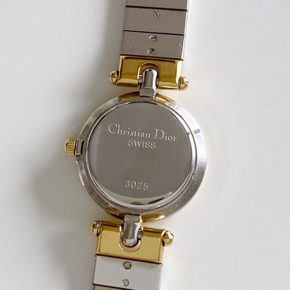 Dior 1990s Navy Dial Gold Plated Two Tone Watch