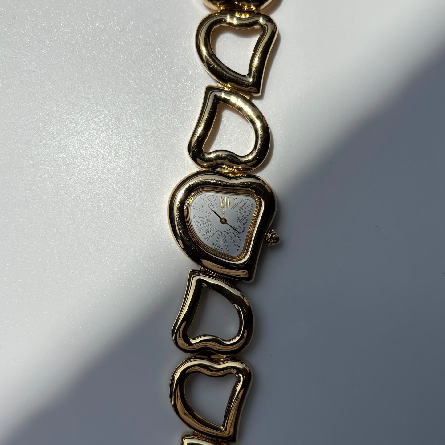 Yves Saint Laurent 1990s Heart Shaped Dial Band Gold Plated Watch (8/1)