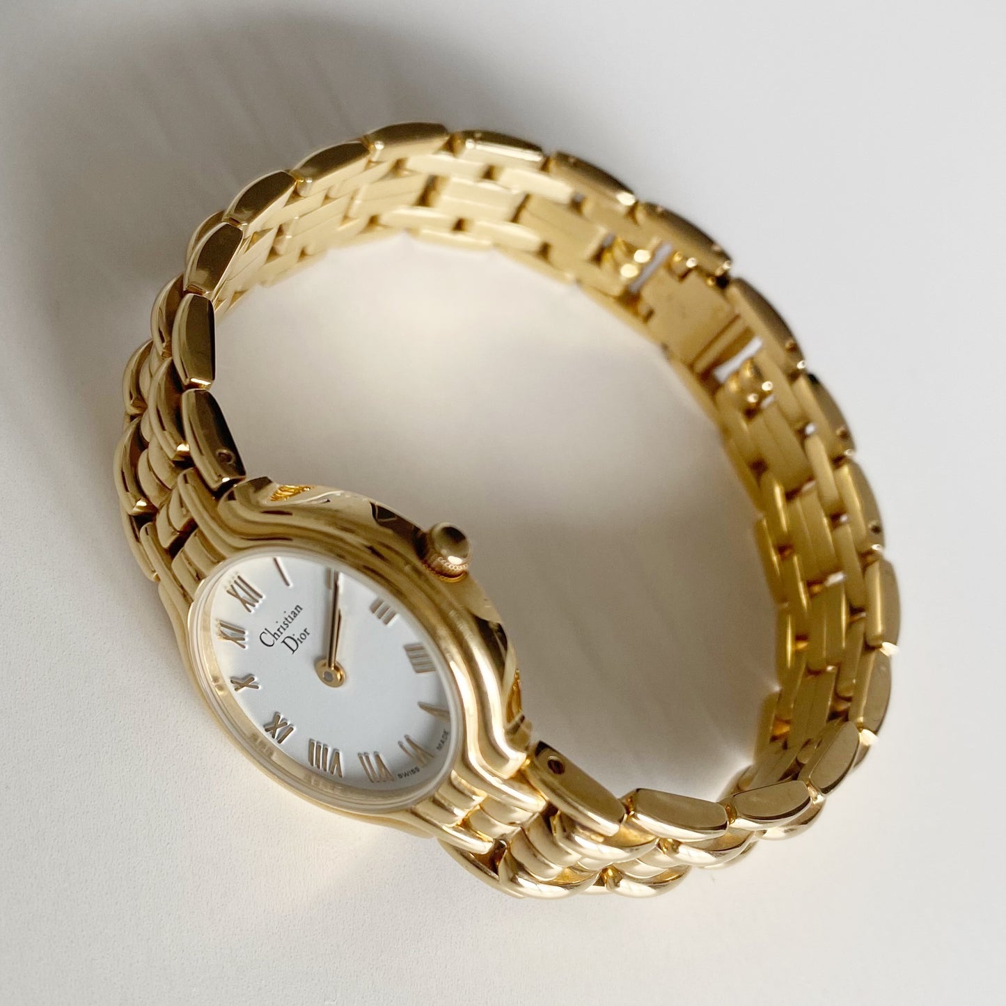 Dior 1990s Round Dial Gold Plated Watch