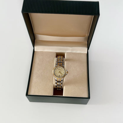 Gucci 1990s Date Round Dial Two Tone Watch