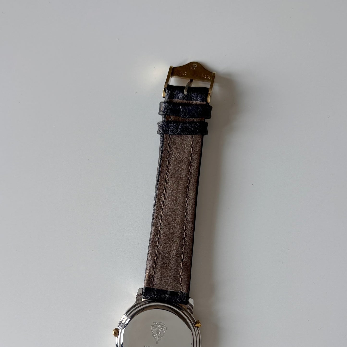 Gucci 1990s Date Black Round Dial Two Tone Watch