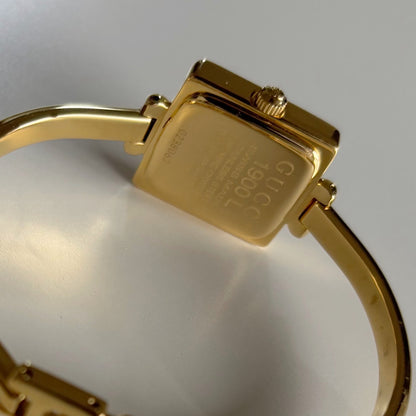 Gucci 1990s Square Dial Gold Plated Bangle Watch (Small)