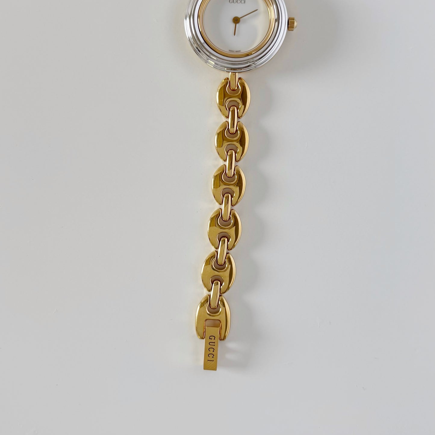 Gucci 1990s Interchangeable Bezel Gold Plated Watch with 6 bezels, case (165mm)
