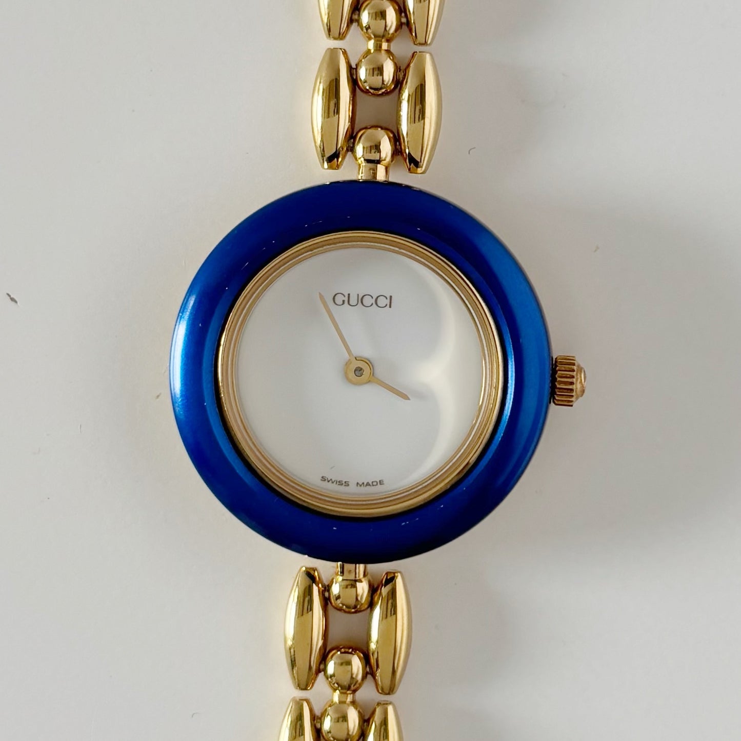Gucci 1990s Interchangeable Bezel Gold Plated Watch with 6 bezels, case (160mm)