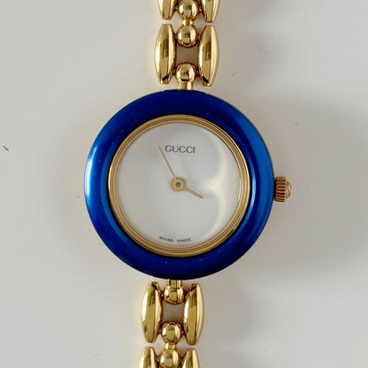 Gucci 1990s Interchangeable Bezel Gold Plated Watch with 6 bezels, case (160mm)