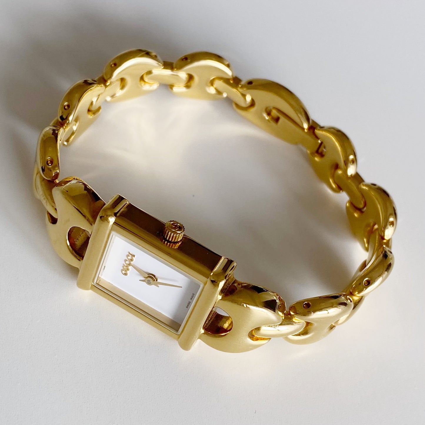 Gucci 1990s Interchangeable Belt Gold Plated Watch with 3 strap, case