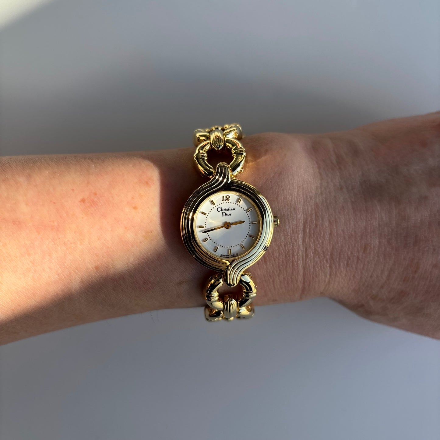 Dior 1990s Round Dial Gold Plated Watch