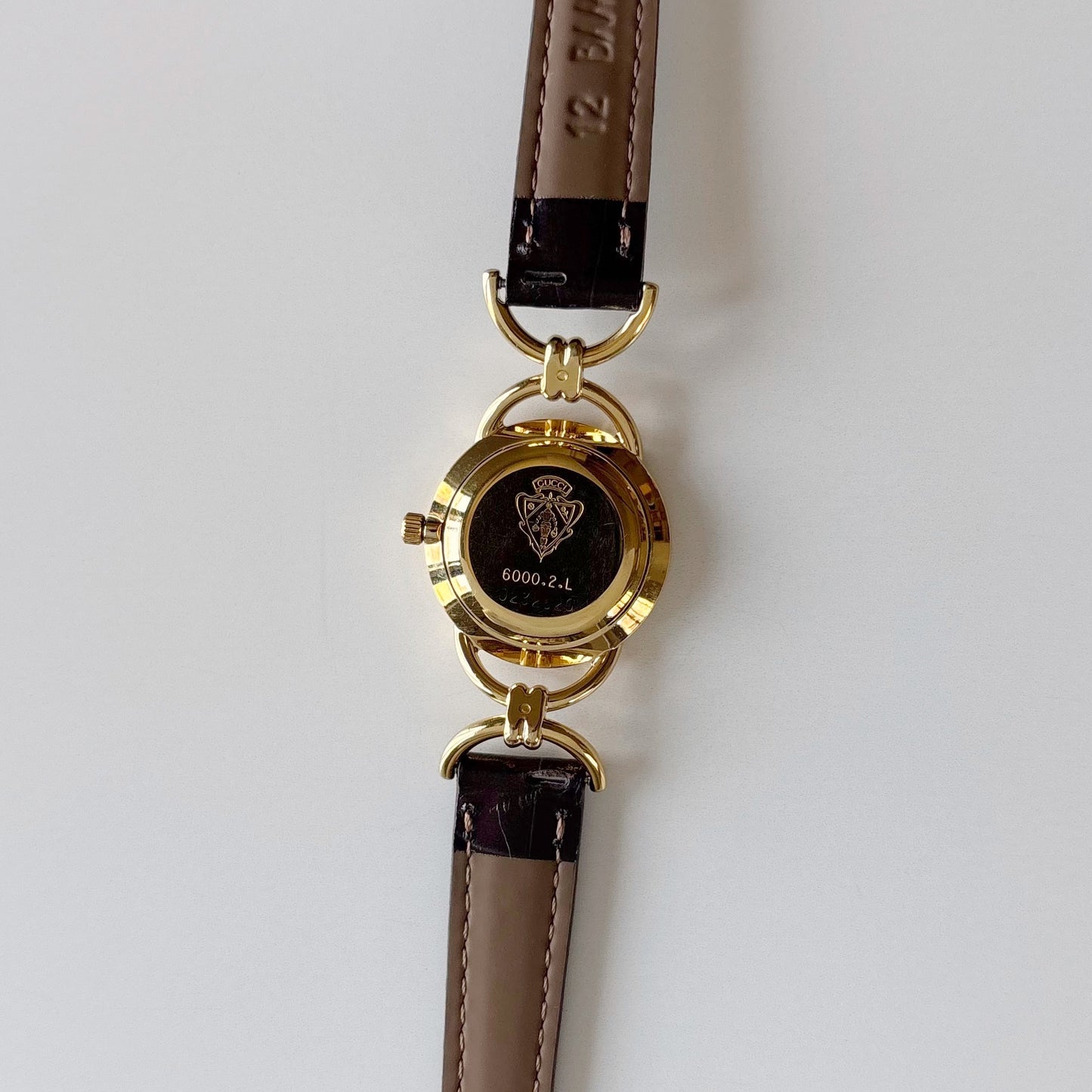 Gucci 1990s Seashell Dial Horsebit Gold Plated Watch