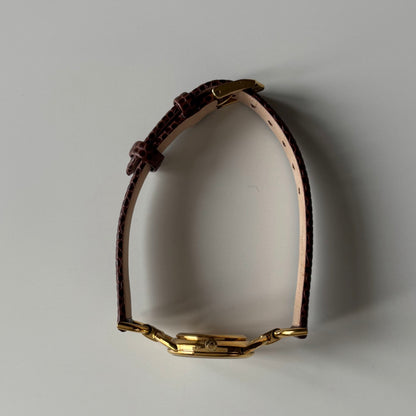 Gucci 1980s Cream Dial Gold Plated Horsebit Watch