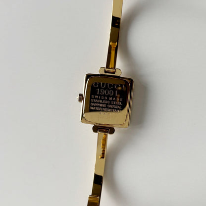 Gucci 1990s Square Dial Gold Plated Bangle Watch