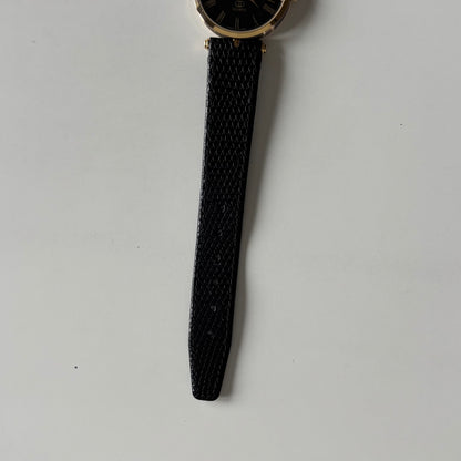 Gucci 1990s Black Round Dial Gold-Plated Sherry Watch (Large)