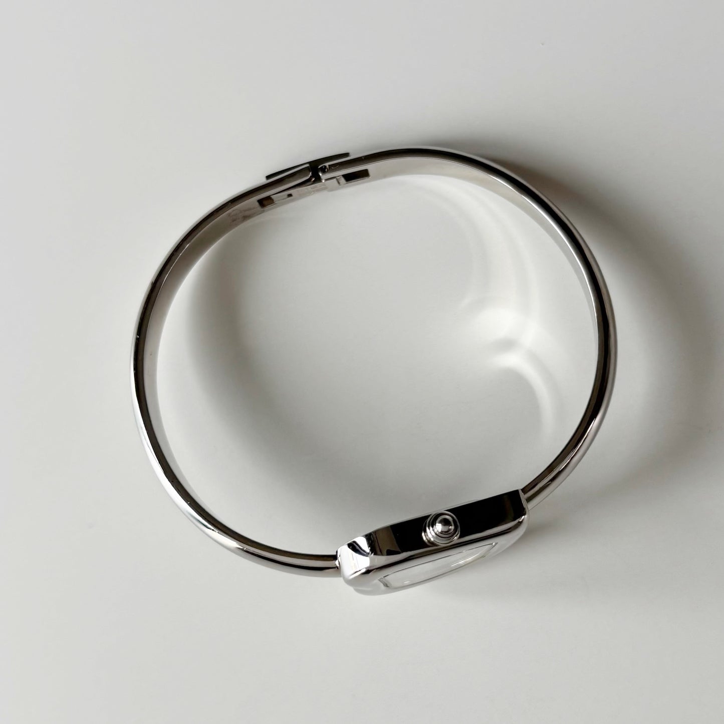 Yves Saint Laurent 1990s Heart Shaped Dial Silver Bangle Watch