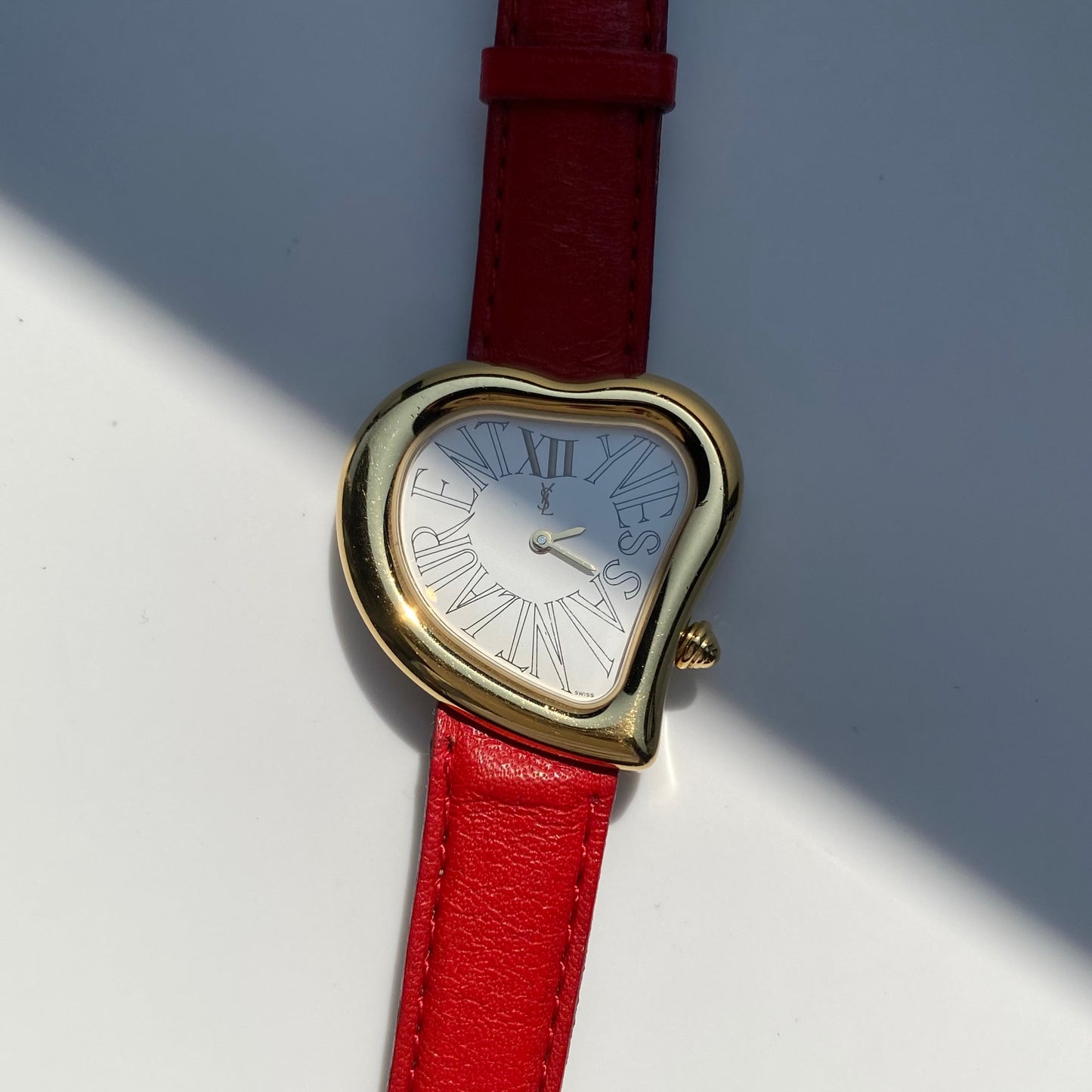 Yves Saint Laurent 1990s Heart shaped Dial Gold Plated Watch