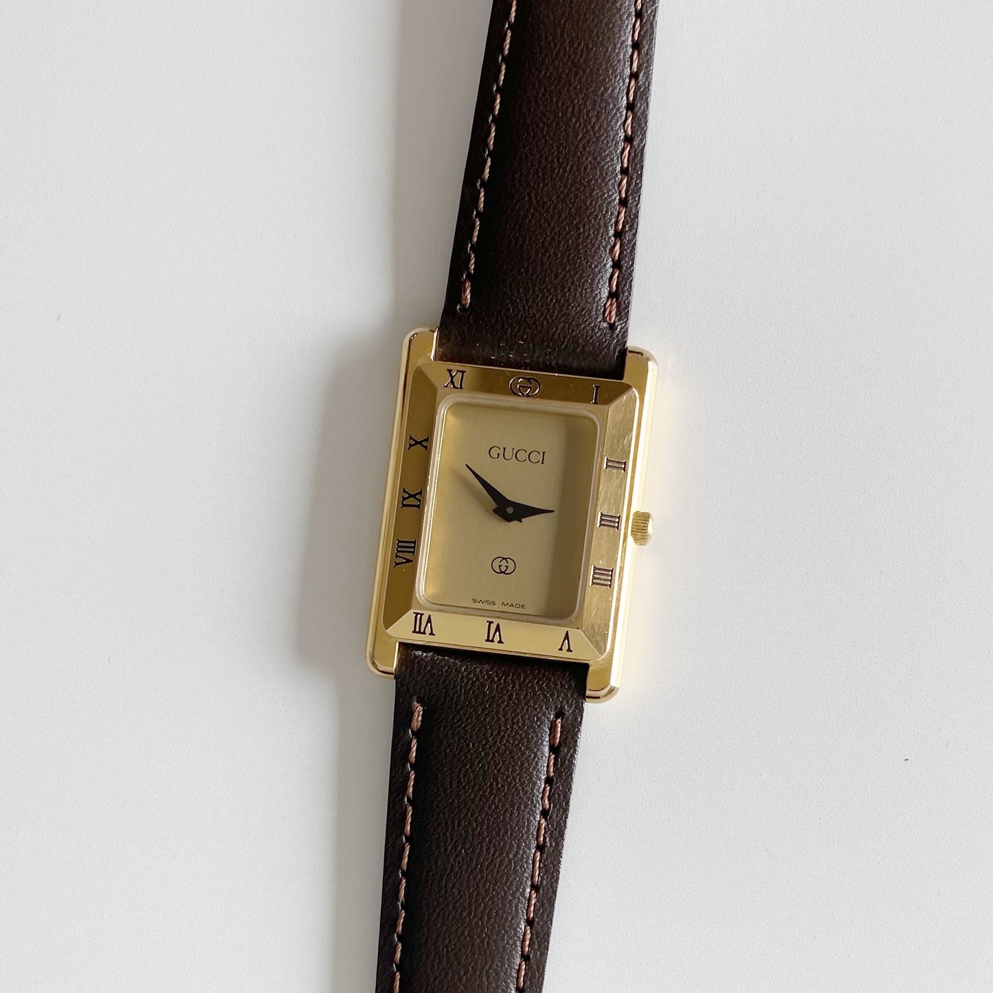 Gucci 1990s Gold Dial Tank Watch