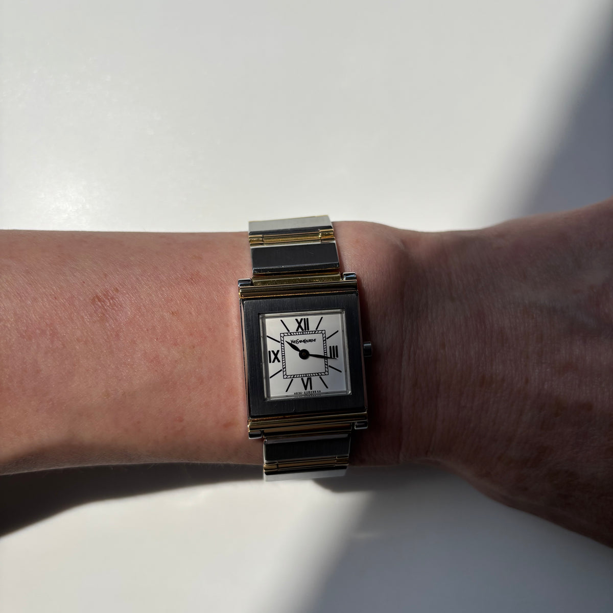 Yves Saint Laurent Square Dial Gold Plated Two Tone Watch