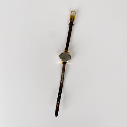 Dior x Bulova 1970s Hand-Winding Gold Plated Oval Leather Watch