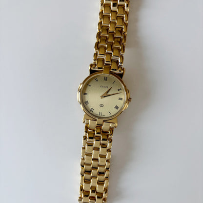 Gucci 1980s Round Dial Gold Plated Watch (Large)