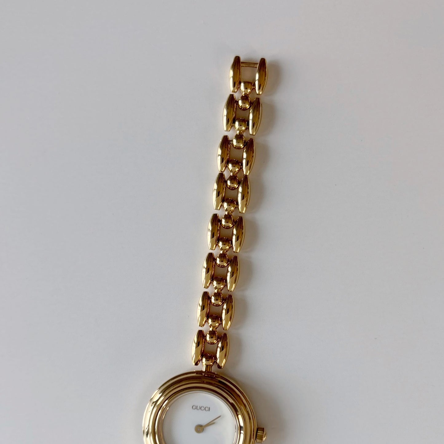 Gucci 1990s Interchangeable Bezel Gold Plated Race Chain Watch with case, 6 bezels (160mm)
