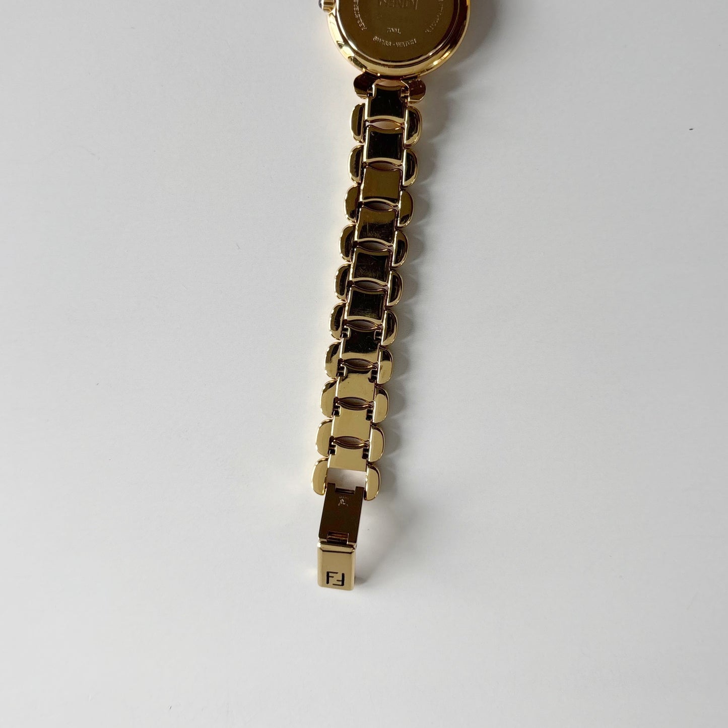 Fendi 1990s Seashell Round Dial Gold Plated Watch