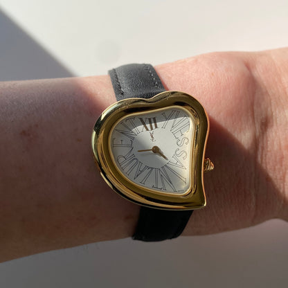 Yves Saint Laurent 1990s Heart Shaped Dial Gold Plated Watch