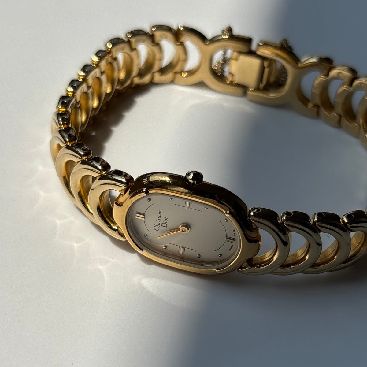Dior 1990s Oval Dial Gold Plated Watch