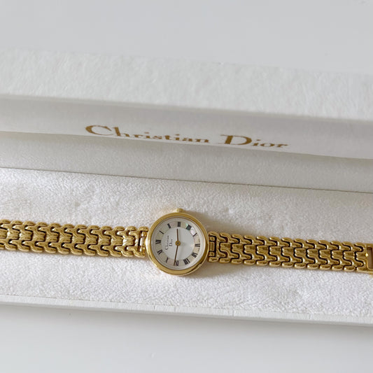 Dior 1990s Seashell Dial Round Watch