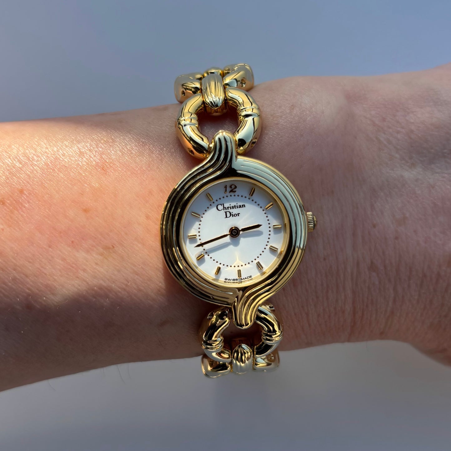 Dior 1990s Round Dial Gold Plated Watch