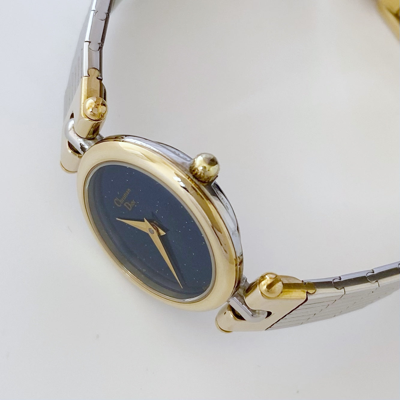 Dior 1990s Navy Dial Gold Plated Two Tone Watch