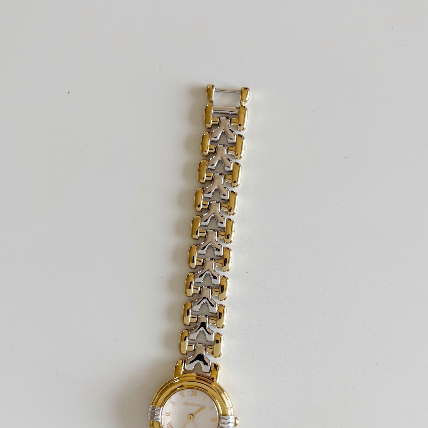 Yves Saint Laurent 1990s Round Dial Two Tone Watch
