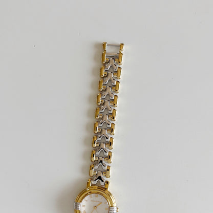 Yves Saint Laurent 1990s Round Dial Two Tone Watch