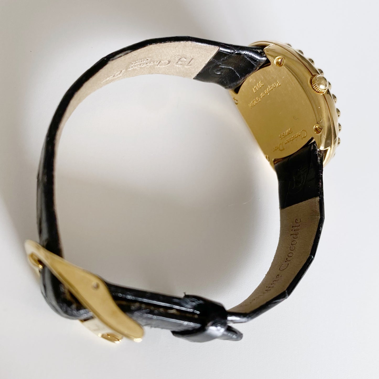 Dior 1990s Baignoire Gold Plated Leather Watch