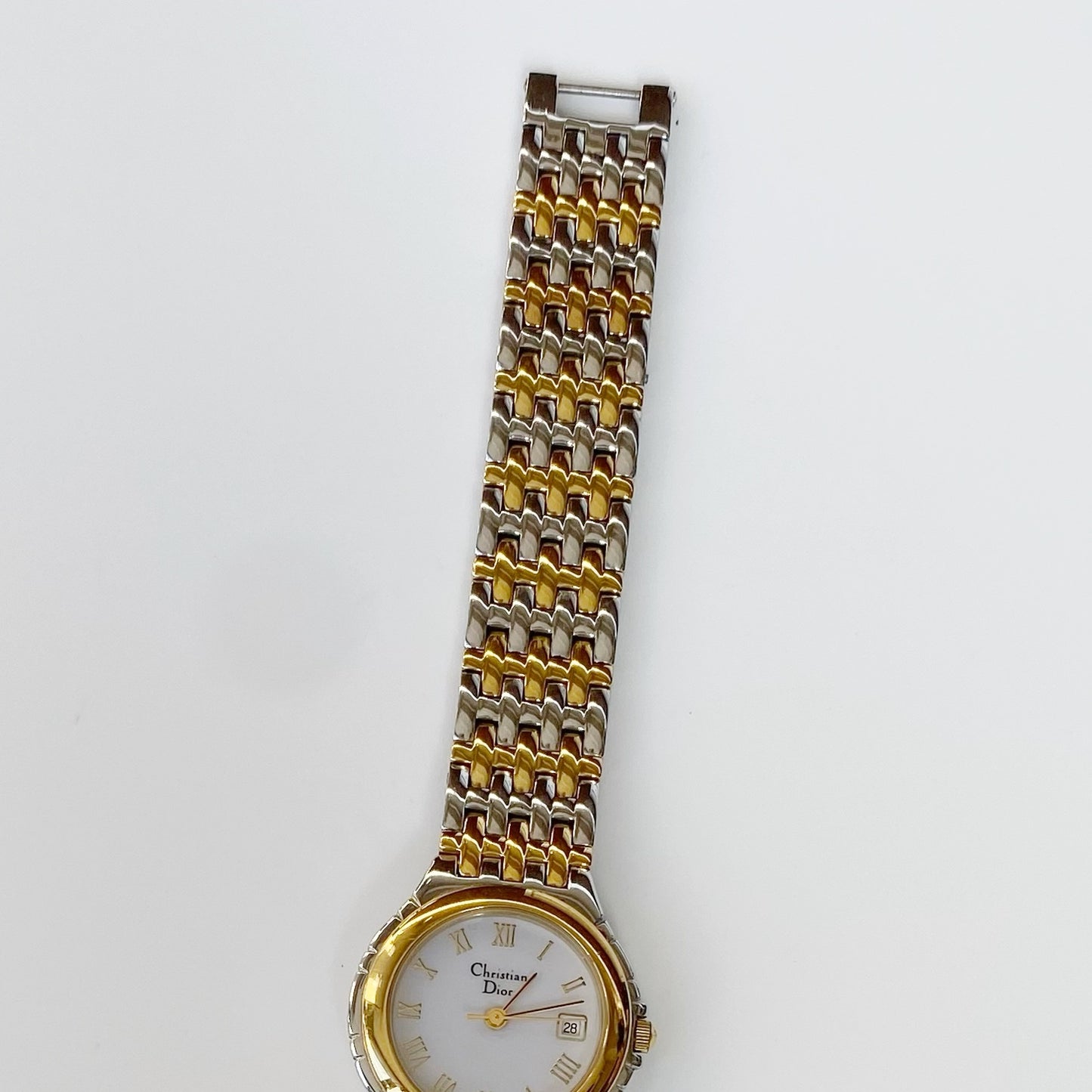 Dior 1990s Date Round Two Tone Watch