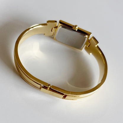 Givenchy 1990s Black Dial Gold Plated Bangle Watch