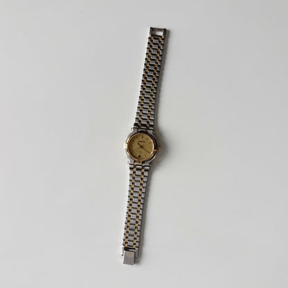 Gucci 1990s Round Dial Gold Plated Two Tone Watch