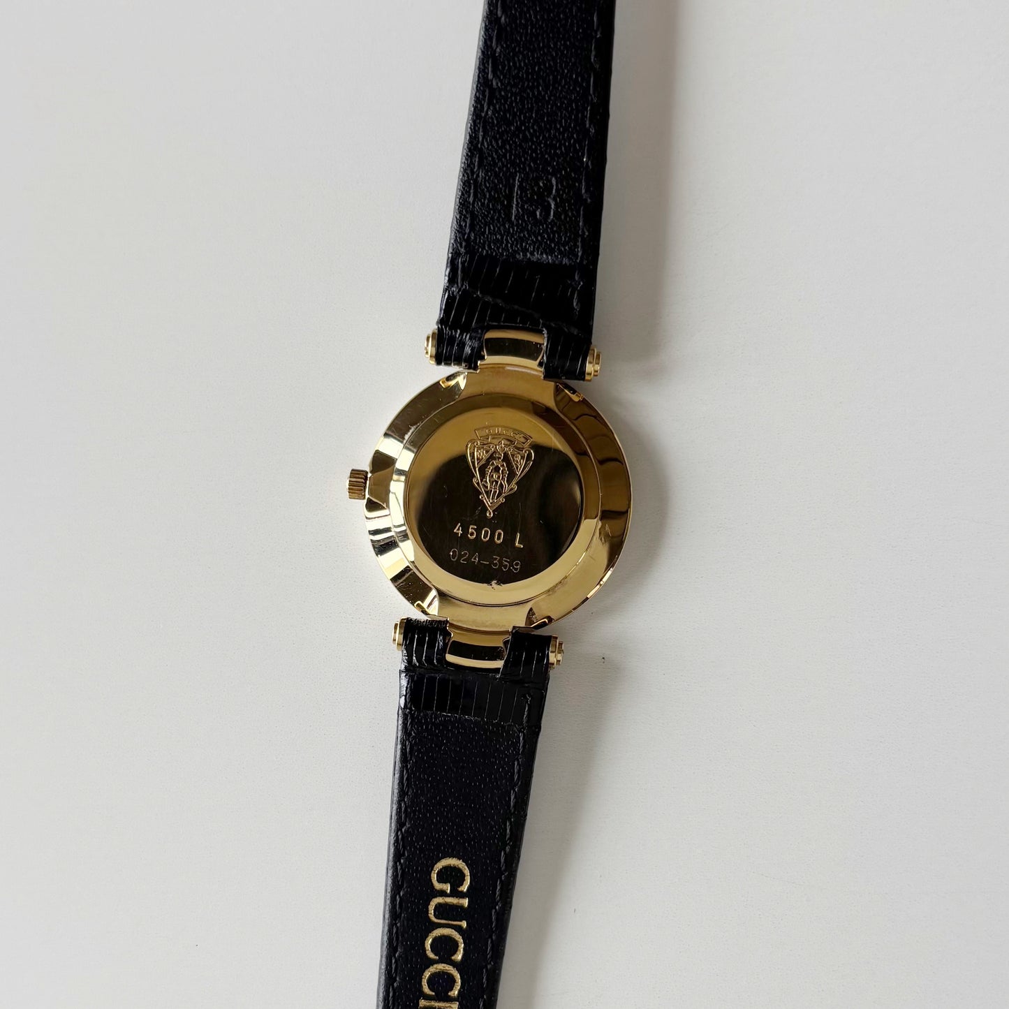 Gucci 1980s Black Round Dial Two Tone Watch