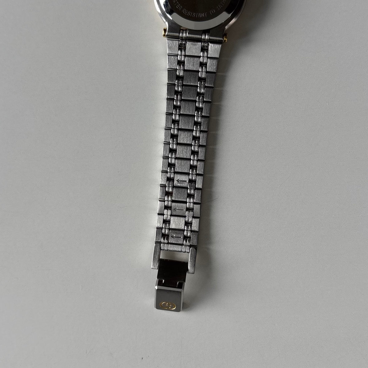 Gucci 1990s Date Black Round Dial Two-Tone Gold-Plated Watch