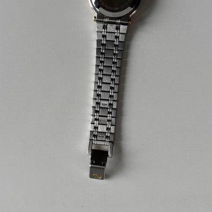 Gucci 1990s Date Black Round Dial Two-Tone Gold-Plated Watch