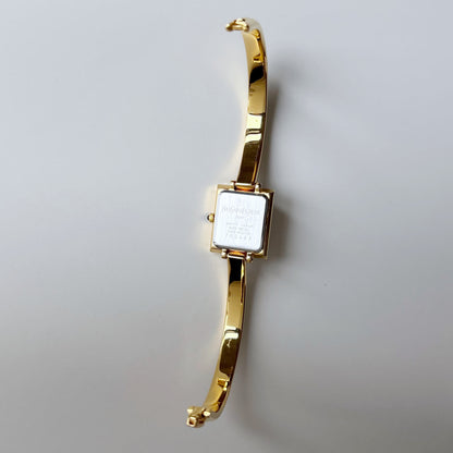 Yves Saint Laurent 1990s Green Dial Gold Plated Bangle Watch