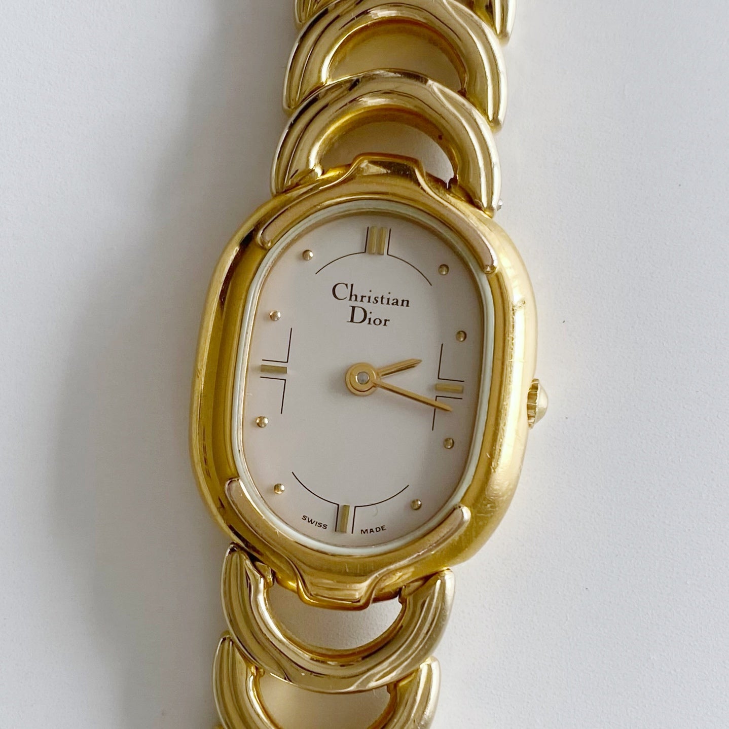 Dior 1990s Oval Gold Plated Watch