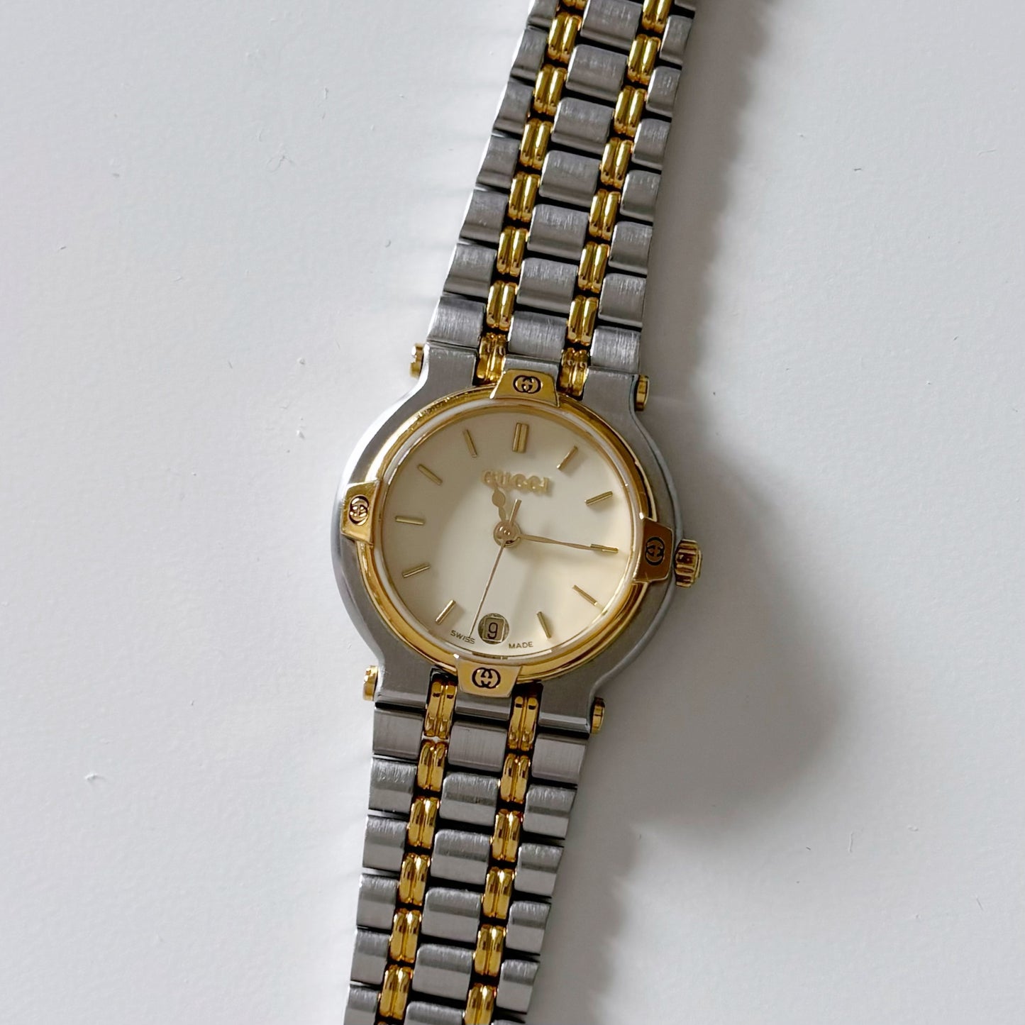 Gucci 1990s Date Gold Plated Two Tone Watch