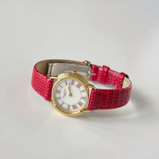 Dior 1990s Seashell Dial Gold Plated Watch
